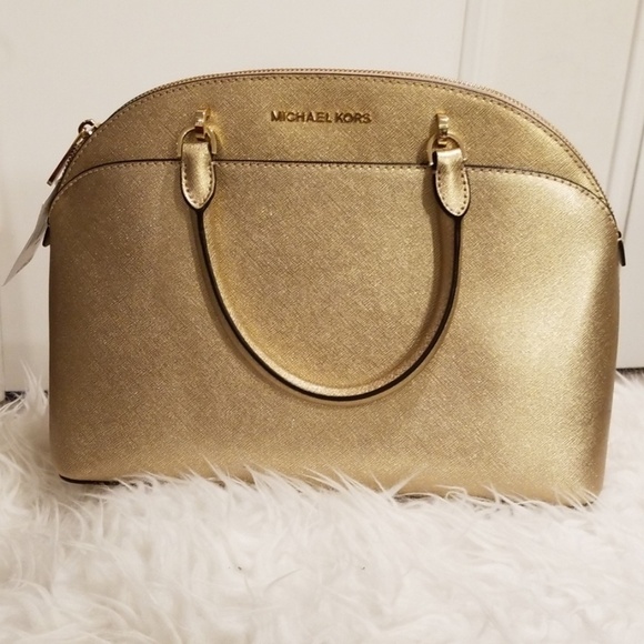 💕MICHAEL KORS💕 Emmy Large Dome Satchel Gold NWT - Picture 4 of 5